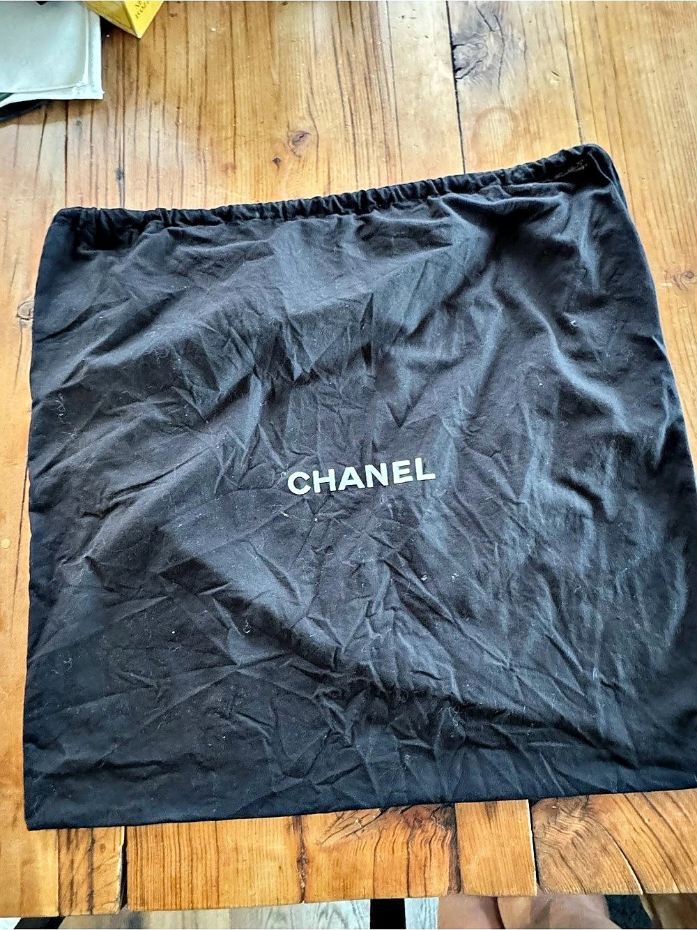 Chanel Black Cotton Drawstring Dust Bag Black Logo Drawstring Dust Bag